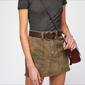 FREE PEOPLE SKIRT: Canvas Relaxed Mini Skirt